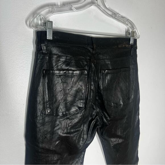 Frame  Sz 26 Le Garcon Leather Slim  Boyfriend Black Pants - Picture 6 of 13